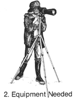 This image is of a ink drawing of a girl looking through a telephoto lens on a tripod. 