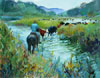 Oil painting titled "Down the River".