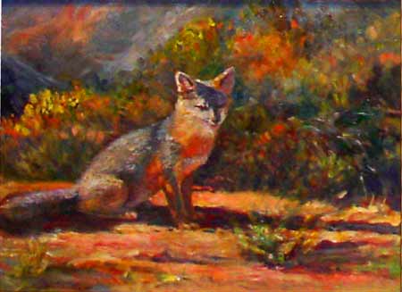 Painting titled "Island Fox" painted by Karen Foster-Wells.