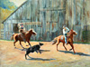 Oil painting titled "Ranch Ropers".